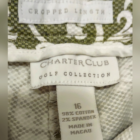 Olive Green Print Crop Pants sz 16 - Picture 10 of 10